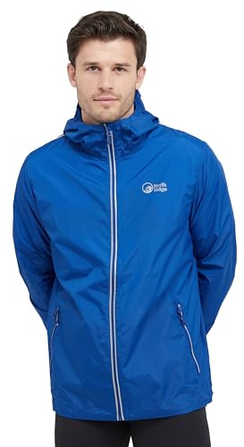 NORTH RIDGE Men’s Speed Jacket with Fitted Hood, Reflective Detailing & Vented Rear Panel, Lightweight, Water Resistant & Breathable Running Coat (UK, Alpha, M, Regular, Regular, Blue)