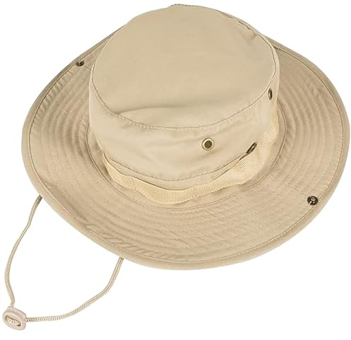 Chapeau Soleil Homme Femme, Chapeau Soleil Large Bord, Boonie Hat, Chapeaux de Randonnée, Chapeaux de Soleild'Extérieur, Idéal pour la Pêche, Chasse, Camping Et Randonnée (Kaki)