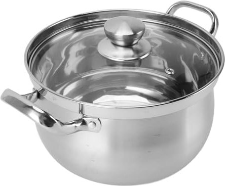 Olla de acero inoxidable, olla de acero inoxidable de 24 cm con doble tapa y asa para cocina, utensilios de cocina, pasta y espaguetis