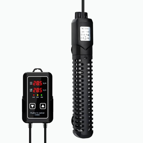 HUIZHOU Riscaldatore per Acquari (15-34 °C), Termostato per Acquari e Vasche per Pescicon Regolatore di Temperatura Usato per L'acquario (500W)