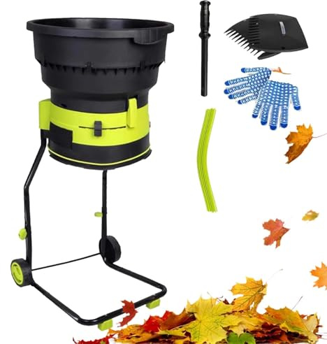 Biotrituratore da Giardino 2500W, Trituratore Foglie Elettrico 8000RPM, Rapporto 17:1, Hopper Ampio, Sacco Raccoglitore, Ruote Resistenti, Mulcher Sicuro e Portatile(Powercordx50m)