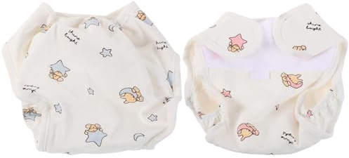 Toyvian 2pcs Washable Diapers for Newborns Cotton Cloth Nappies Reusable Diaper Pants for Boy Girl for Dolls Newborn Clothing Accessories