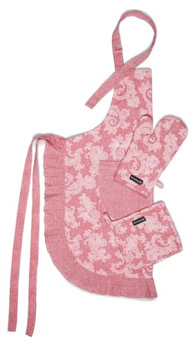 Encasa XO Kitchen Apron, Heat Resistant Oven Gloves, Potholder