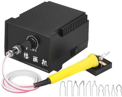 Fafeicy 60W Verktygssats för Träbränning Justerbar 0℃-800℃ Pyrografipenna Maskinset med 2 Pennor 20 Tips LED-skärm för Träläderhantverk (ABS)