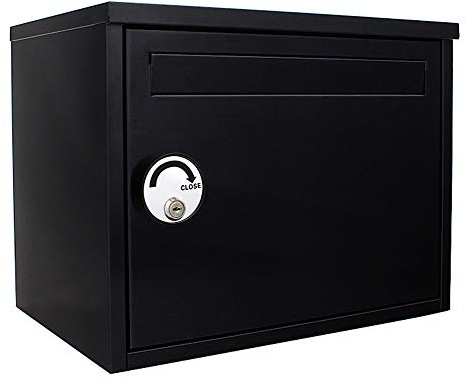 Profirst PM 1000 boîte aux Lettres Colis Acier Noir, Fente Lettres, Serrure à Cylindre avec 2 clés, 350x450x310 mm, Fixation Mur/Sol, Fente Colis et Lettres