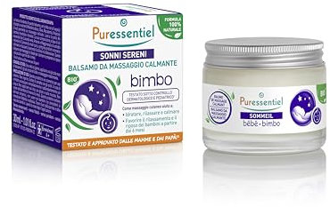 Puressentiel - Schlaf Beruhigender Massagebasalm Baby - Mit 3 ätherischen Ölen - 100% natürlichen Formel - Feuchtigkeitsversorgung, Entspannung und Beruhigung der Kleinen ab 6 Monate - 30 ml