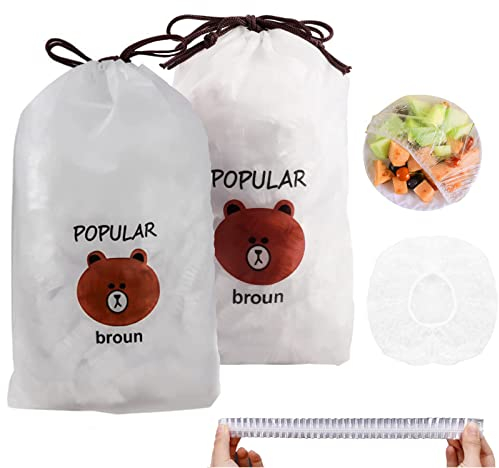 JUAEYIDDS 200 Pezzi Sacchetti per Alimenti freschi Pellicola Alimentare Coperture per Alimenti in plastica Coperture Elastiche riutilizzabili Copertura Alimentare per la conservazione degli Alimenti