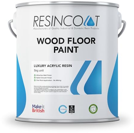 Resincoat Wood Floor Paint, Ideal for Wood Floorboards, DIY Friendly, Fast Drying, Stylish Matt Finish, UK Manufactured (5Kg, Black)
