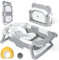 Orzbow Faltbare Baby Badewanne,Baby Wanne Set Neugeboren mit Baby Badewannenkissen,Baby-Badebürste und Duschhaube Kinder,Kinderbadewanne mit Abflussloch für 0-24 Monate (Grau)