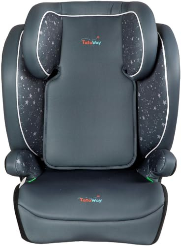 Tataway Seggiolino auto con attacco ISOFIX per la sicurezza dei bambini con altezza da 100 a 150 cm con grafiche su fondo grigio