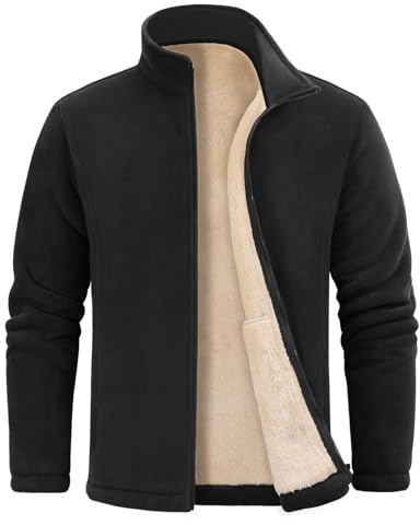Nadeer Giacca da Uomo in Pile Felpa Senza Cappuccio Invernale Felpe con Zip Intera Calda Cappotto con Tasche Sport Fitness Outdoor Autunno Inverno