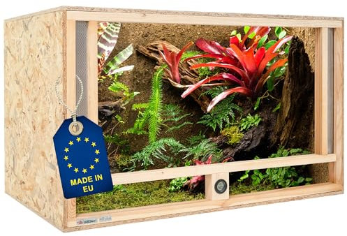 ITA Holz Terrarium 100x50x50 cm mit Frontbelüftung & Integriertem Hygrometer - Holzterrarium aus OSB-3 Platten - Terrarien für Reptilien, Schlangen, Amphibien - EU Produkt, FSC Zertifiziert