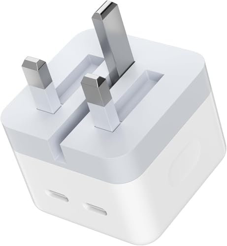 Dual USB C Plug UK,35W /40W Fast Charger For Google Pixel 10/10 Pro / 9A/ 9/9 Pro/ 9 Pro/XL/Pixel 8/ 8a/ 8 Pro/Pixel 7/ 7a 7 Pro/ 6/ 6a/ 6 Pro/ 5/ 5A USB C UK Fold Plug Dual Port PD Power Adapter