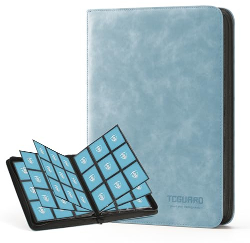 TCGUARD Album per Carte da Collezione Fino a 540, 9 Album Laterali con Chiusura Lampo per Carte collezionabili, MTG, per Sportive, Yugioh, Ecc. Azzurro cielo
