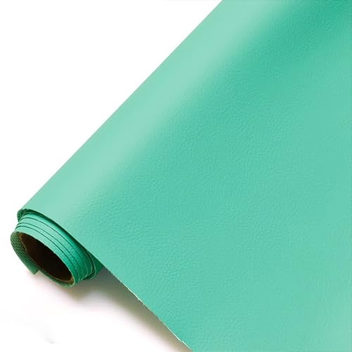 Litchi Texture Grained Konstläder 160x100cm Vattentät Vinyl Leatherette Klädsel Tyg För DIY Hantverk Stolar Säten Omslag Möbler Soffa Reparation(Color:blågrön)
