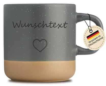 LIEBTASTISCH Kaffeebecher mit Lasergravur – Keramik Steingut Kaffeetasse, personalisierte Tasse für Kaffee, Tee – Lieblingsmensch Geschenk, Vatertag, Muttertag, Frauentag, beste Freundin (Grau)