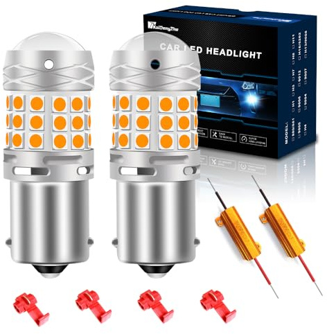 KaiDengZhe Bombilla 1156 P21W BA15S LED, Chips 3030 42-EX Canbus Sin Errores Ámbar 12-36 V 1056 5009 7506 Bombilla de Repuesto para Coche Luz de Intermitentes Freno Trasero Estacionamiento - 2PZ