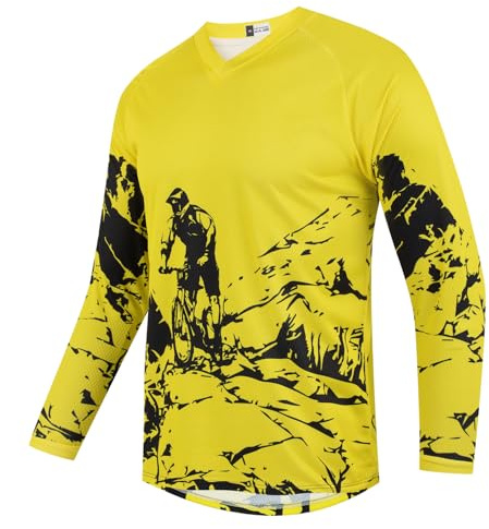 Maillot de cyclisme à manches longues pour enfant - Pour VTT et motocross - Pour garçon, Jaune, 8 ans