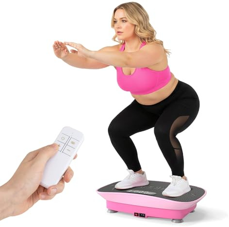 KOMFOTTEU Pedana Vibrante Dimagrante con 10 Livelli di Intensità, Timer da 10 Minuti e Silenziosa Fitness, Pedana Fitness con Schermo e Telecomando per Allenamento Completo a Casa (Rosa)