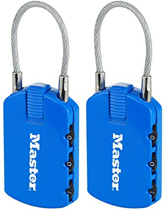 Master Lock 4684EURTCOL Pack of 2 Combination Padlocks with Address Tag, Random Color, 6,5 x 3 x 1,1 cm