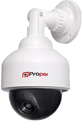 Properav Outdoor Indoor Fake Dummy Imitation Dummy CCTV Security Camera, Waterproof Aluminium with Blinking Flashing Light Speed Dome Shape White