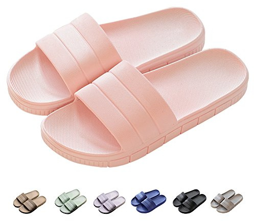 Harrms Herren/Damen Badeschuhe Hausschuhe Slippers Sommer Slide Pantoletten Badelatschen Strand Indoor/Outdoor rutschfest Baden Unisex Einfarbig,Pink,38-39 EU