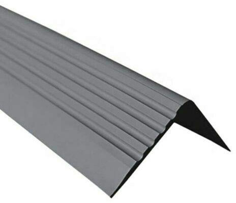 TMW Profiles RGP PVC Bullnose Stair Nosing 50mm × 42mm – Dark Gray – Anti-Slip Grooved, 1.18m Long (Dark Gray)