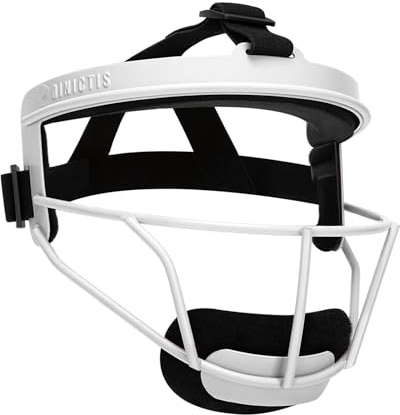 Dinictis Mascarilla de Softball Ligera, cómoda, con visión Amplia, protección Facial Duradera y Segura, máscara de Campo de Softball de protección Premium, Blanco Juvenil (M)