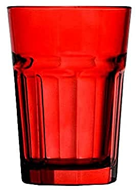 Topkapi 251.019 Longdrink - Juego de 6 vasos de cristal rojo Miami Red XL (36 cl) en rojo fuego para cócteles, mojito, zumo, agua, altura ~ 12 cm