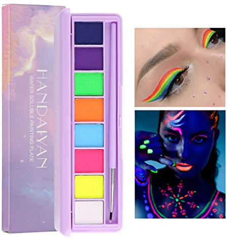 HANDAIYAN Face Body Paint, 8 Farben Face Body Painting Palette Wasserlösliche leuchtende Make-up-Palette Matte Finish Halloween Party Festival Make-up Paint (#01)