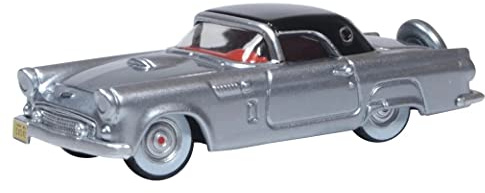 Oxford Diecast 87TH56007 Ford Thunderbird 1956 Grey Metallic/Raven Black