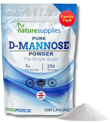 D-mannose Poudre de mannose en vrac 500 g | Complément alimentaire D-mannose | Sans OGM végétalien – naturesupplies (500 g (lot de 1))