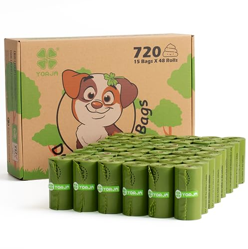 YORJA Hundekotbeutel biologisch abbaubare kotbeutel für hunde, 720 Stück, auslaufsicher,extra groß,dick und stark (Grün)