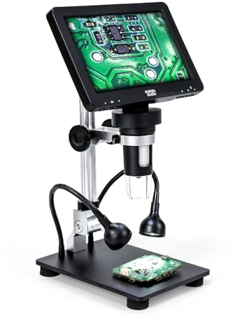 Matatastudio MT2 1200X Microscope Numérique HDMI avec Écran HD IPS 7'', Loupe à Pièces 1080P pour la Soudure pour Enfants et Adultes, 10 Lumières LED, Compatible avec TV/Windows/Mac OS, 32 Go