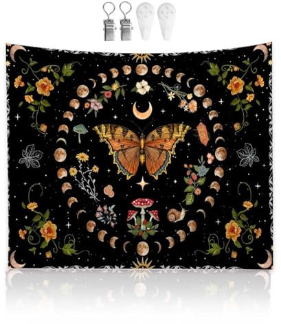 HJIAMA Wandteppiche, Wandteppich Aesthetic, Exquisites Schmetterlingsmuster, Helle Farbe, Nicht Leicht zu Verblassen, Wall Tapestry, Geeignet für Wanddekoration, Tischdecke, Teppich