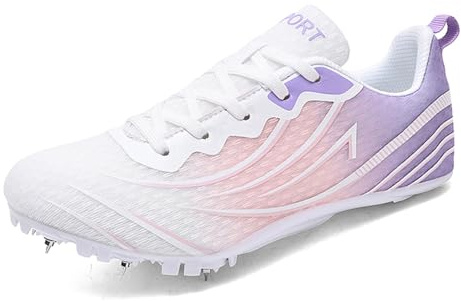 ZHENSI Chaussures À Pointes pour Femmes Baskets De Course pour Sprint Saut Athlétisme Athlétisme,Violet,42 EU