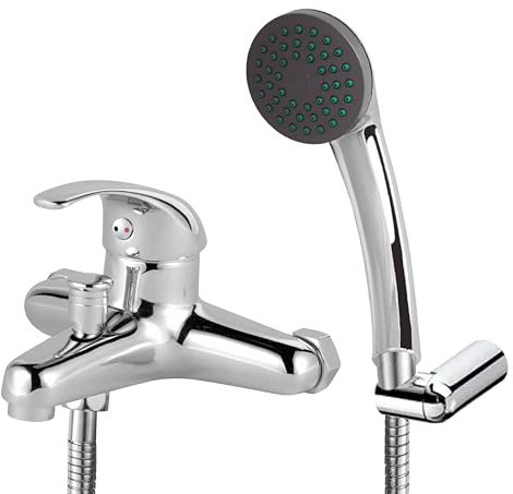 HOMSSY Monomando para Baño, Mezclador de Bañera, Grifo Monomando, Agua Caliente y Fría, Diseño Cromado