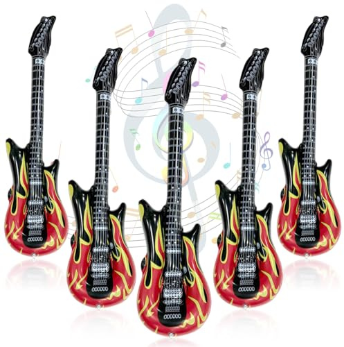 Aufblasbare Gitarren, Aufblasbare Gitarren Requisiten, 100cm Aufblasbare Party Gitarre, Aufblasbare Instrumente, Rock Musikinstrument (5)