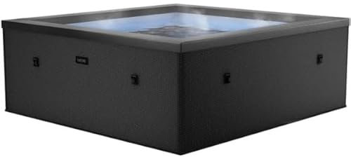 EASYSELECT Netspa Idaho 6 posti Charcoal Black - Semi-Rigida, Quadrata, Airjet Massaggianti, Riscaldamento integrato, Copertura Isolante, Volume 1100 L, Ø180 x H70 cm