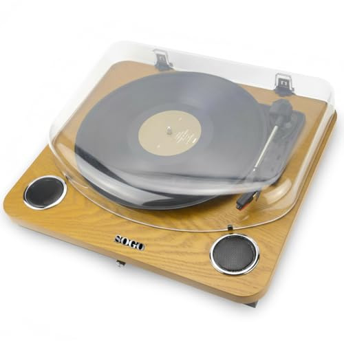 SOGO Tocadiscos Vinilo Bluetooth con Altavoz Integrado para Discos 7, 10 y 12 Pulgadas - Tocadiscos Retro Moderno con Altavoz Interno - Toca Discos Vinilo Portátil con Diseño Compacto y Elegante