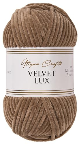 Utopia Crafts Velvet Lux Chenille Yarn 100g (Beige Taupe)
