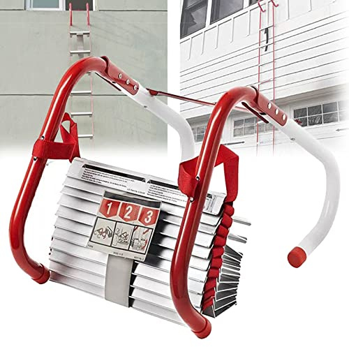 KHLMSRXJ Escalera de Emergencia para Incendios, de Cuerda Extensible de Seguridad con peldaños Antideslizantes y Anchos, para 2-6 viviendas, Reutilizable, compacta y portátil, 4 m