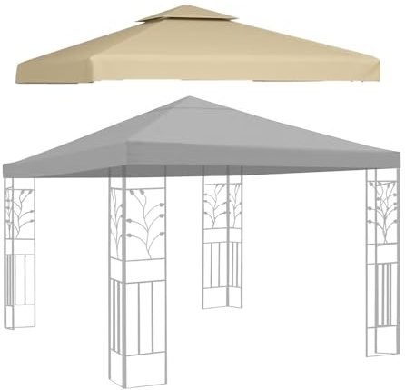 Toldo marrón de repuesto para sombrilla de 3 x 3 m, 4 varillas, cubierta superior para sombrilla de mercado, sombrilla de mercado, parasol para patio y jardín