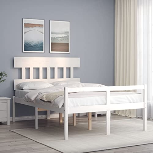 Genérico Cama para Personas Mayores con cabecero Madera Maciza Blanco,Mobiliario,Camas y Accesorios,Camas y somieres,3195387