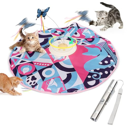 Azonelife Juguete de Gato Interactivo con Bolígrafo Puntero con Luz para Gatos, Eléctrico Inteligente Ejercicio Juguete con Mariposa Revoloteando, Juegos para Gato de Caza para Gatitos Interior