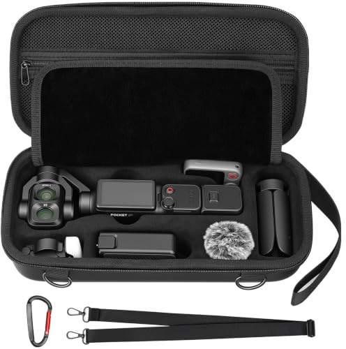 AMAZEAR väska för DJI Osmo Pocket 4 Pro, Osmo Pocket 4 tillbehörsfodral – kompakt bärväska med handledsrem och karbinhake, transportfodral för tillbehör, skydd och förvaring, svart