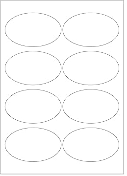 MADE IN GERMANY 80 Etiketten selbstklebend oval 96 x 57,5 mm weiß permanent klebend auf Bögen A4 (10 Bögen x 8 Etik.) CS Label – Universaletiketten zum Beschriften und Bedrucken
