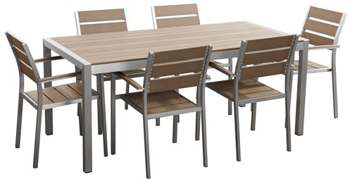 Trädgårdsmöbelset 7 Delar Väderbeständiga Stolar och Bord Brun Aluminium Vernio