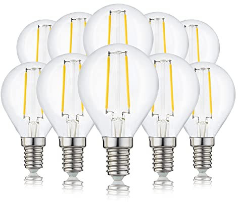 hellum LED E14 warmweiß Glühbirnen im 10er-Pack, LED Lampe E14 mit 2,5W ersetzt Glühbirne mit 25W, Birnen mit 2700K und 250lm, mit Tropfenform G45 208108