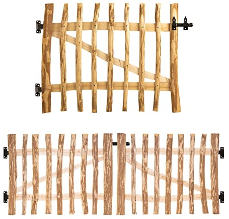 BooGardi Gartentor Holz Bausatz · 168 Größen bis 3m · Breite 160 cm Höhe 90 cm Lattenabstand 3-5 cm · Staketentor Haselnuss · Doppeltor · Gartentür